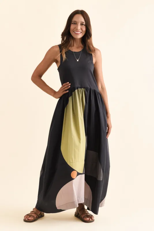 Belle Black Abstract Cotton Dress sold by Blue Bungalow