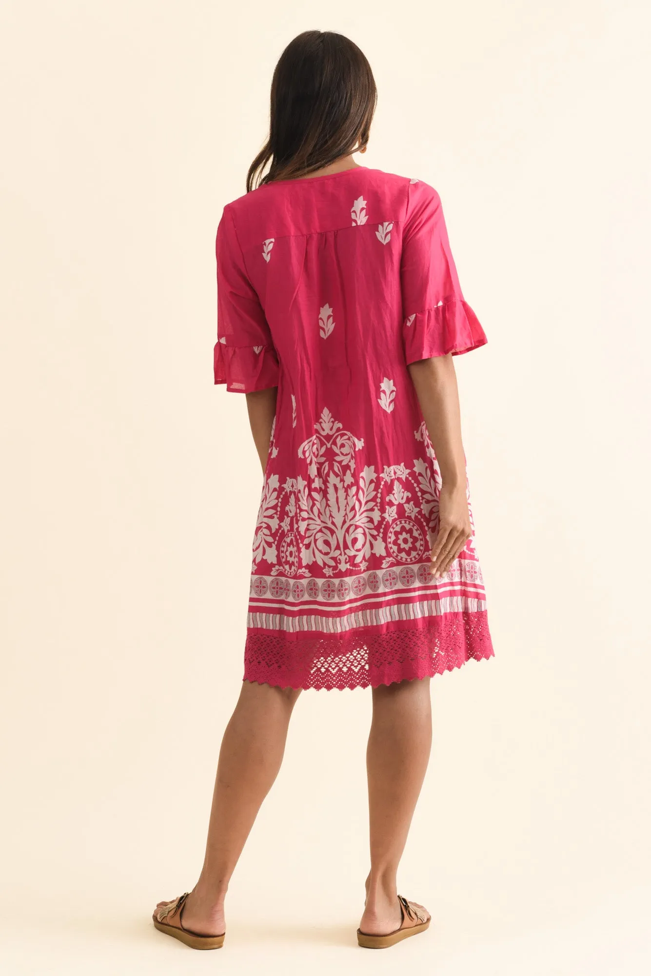 Cayman Fuchsia Abstract Cotton Tunic Dress sold by Blue Bungalow product image thumbnail 4