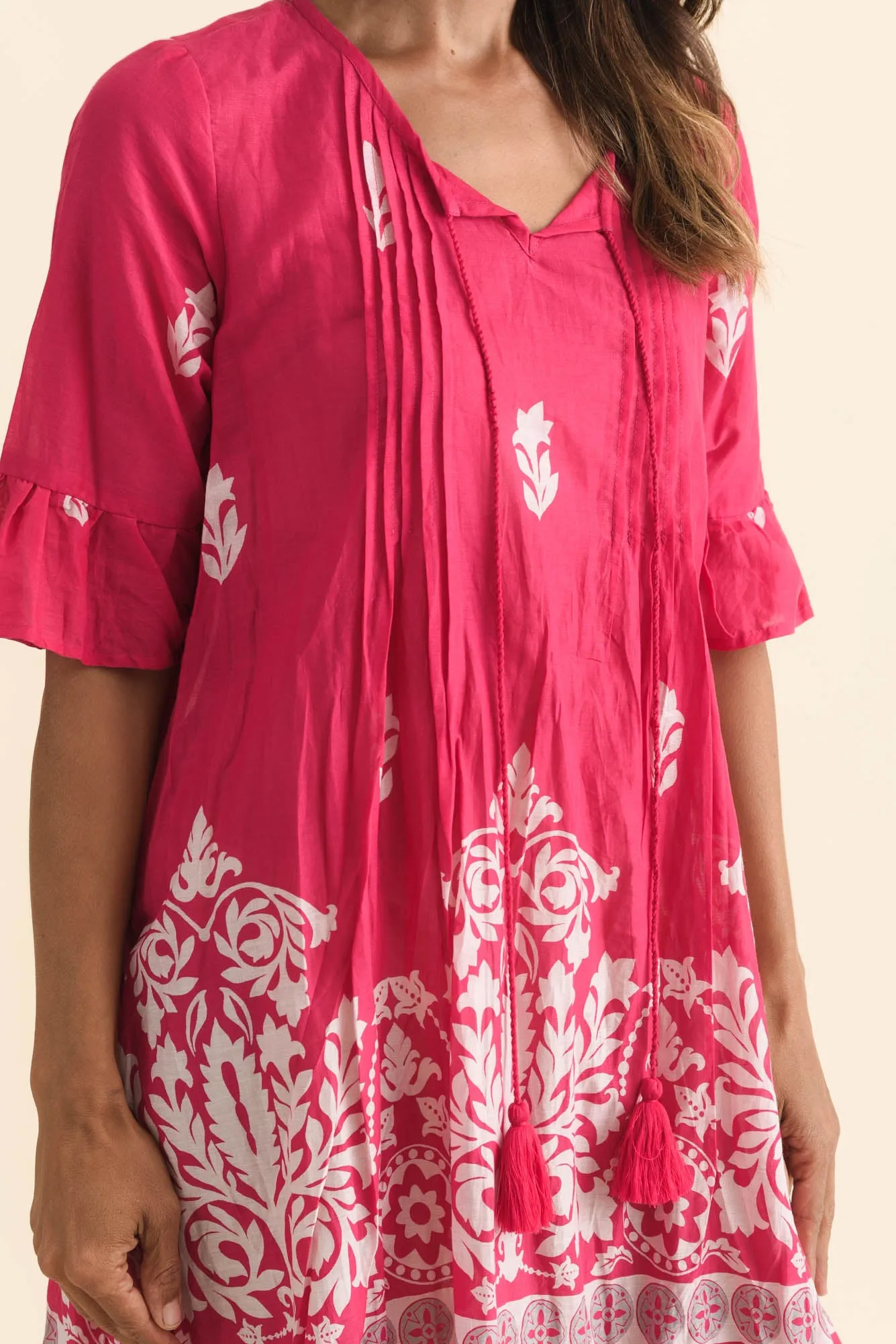 Cayman Fuchsia Abstract Cotton Tunic Dress sold by Blue Bungalow product image thumbnail 5