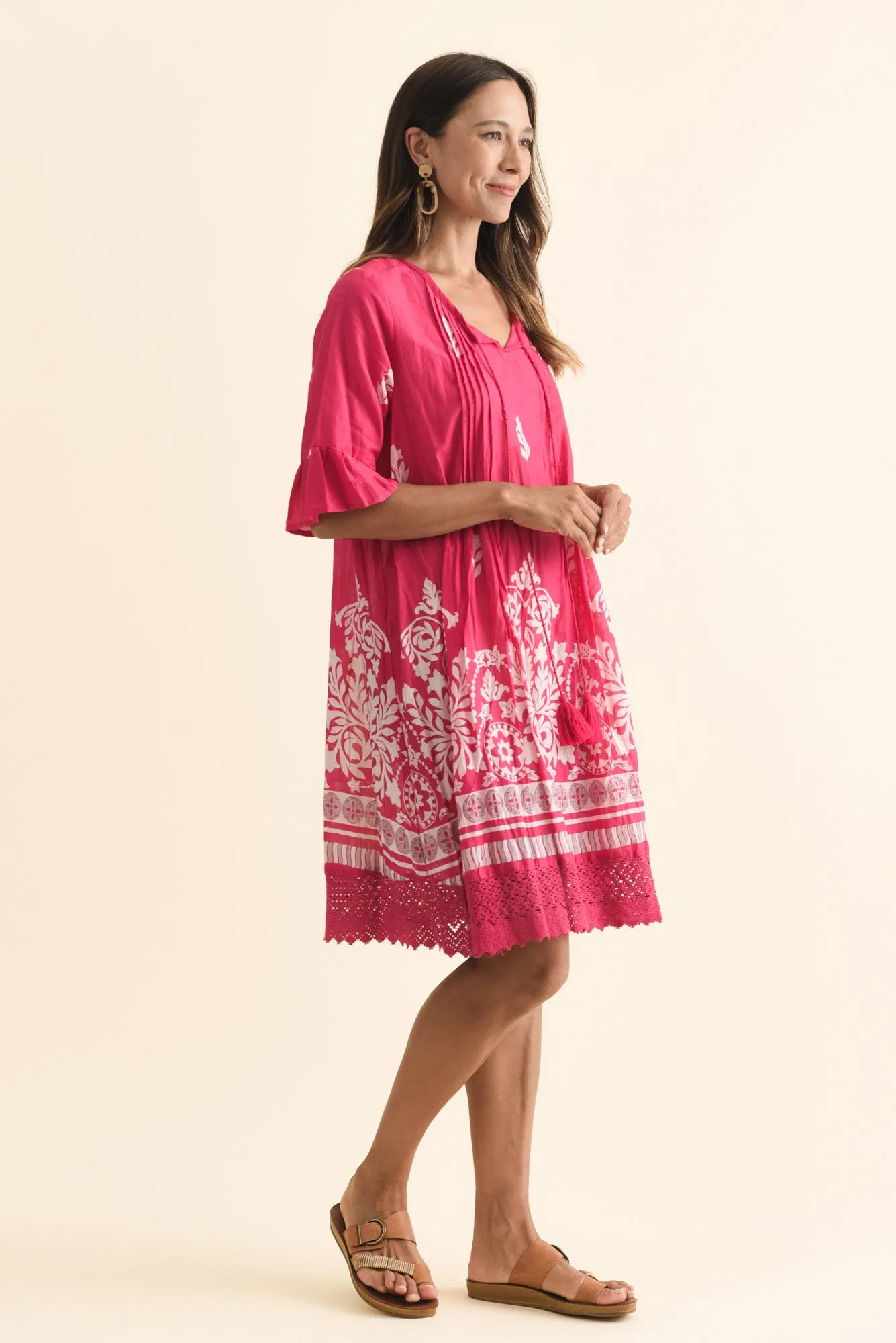 Cayman Fuchsia Abstract Cotton Tunic Dress sold by Blue Bungalow product image thumbnail 3