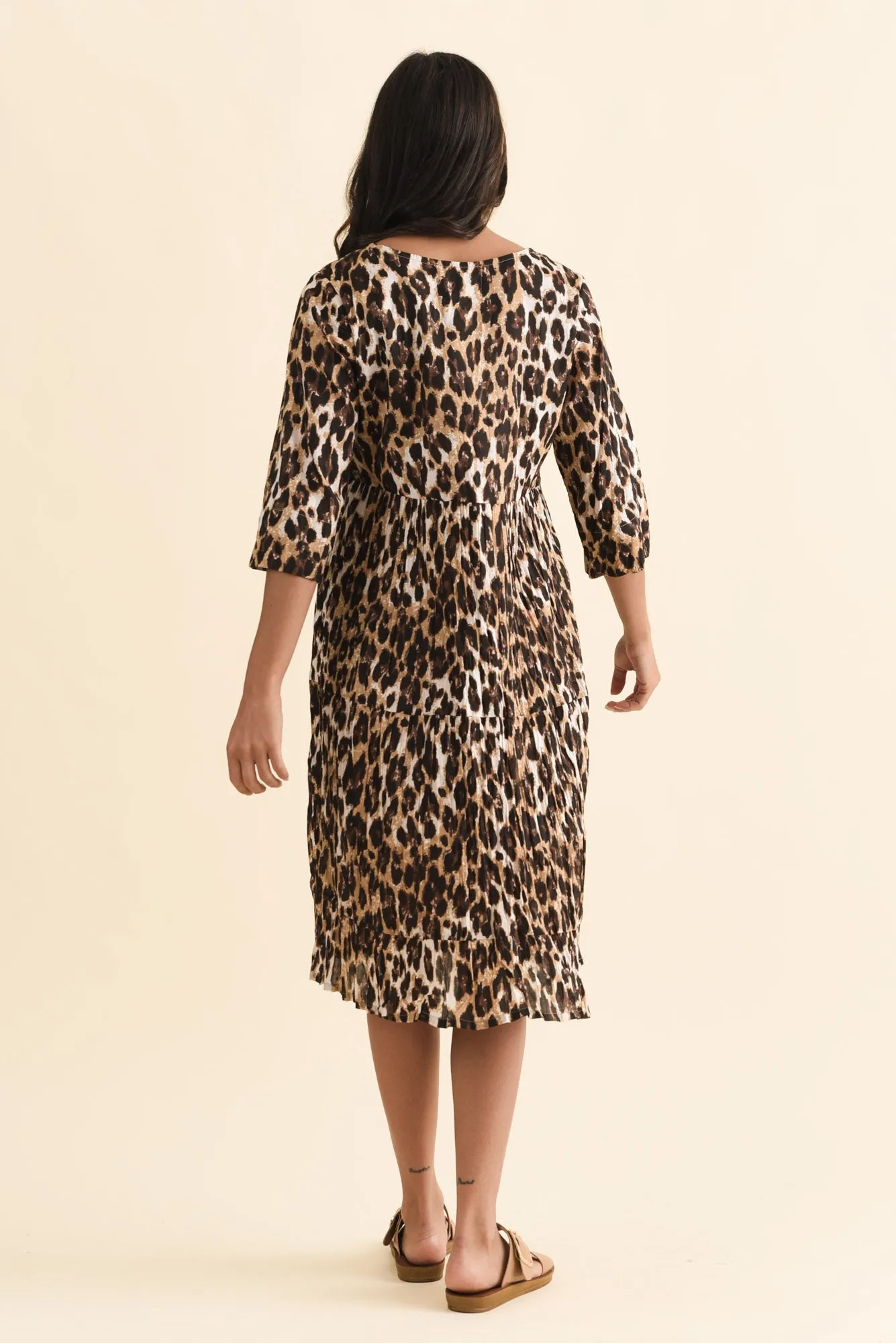Milana Brown Leopard Crinkle Cotton Dress sold by Blue Bungalow product image thumbnail 4