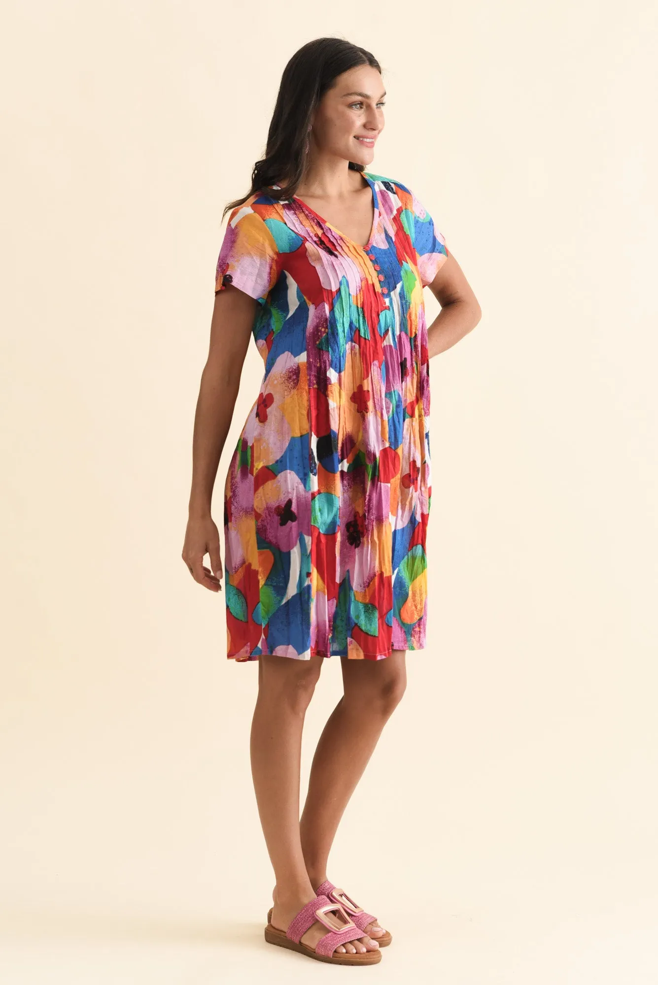 Sabina Pink Bloom Crinkle Cotton Dress sold by Blue Bungalow product image thumbnail 3
