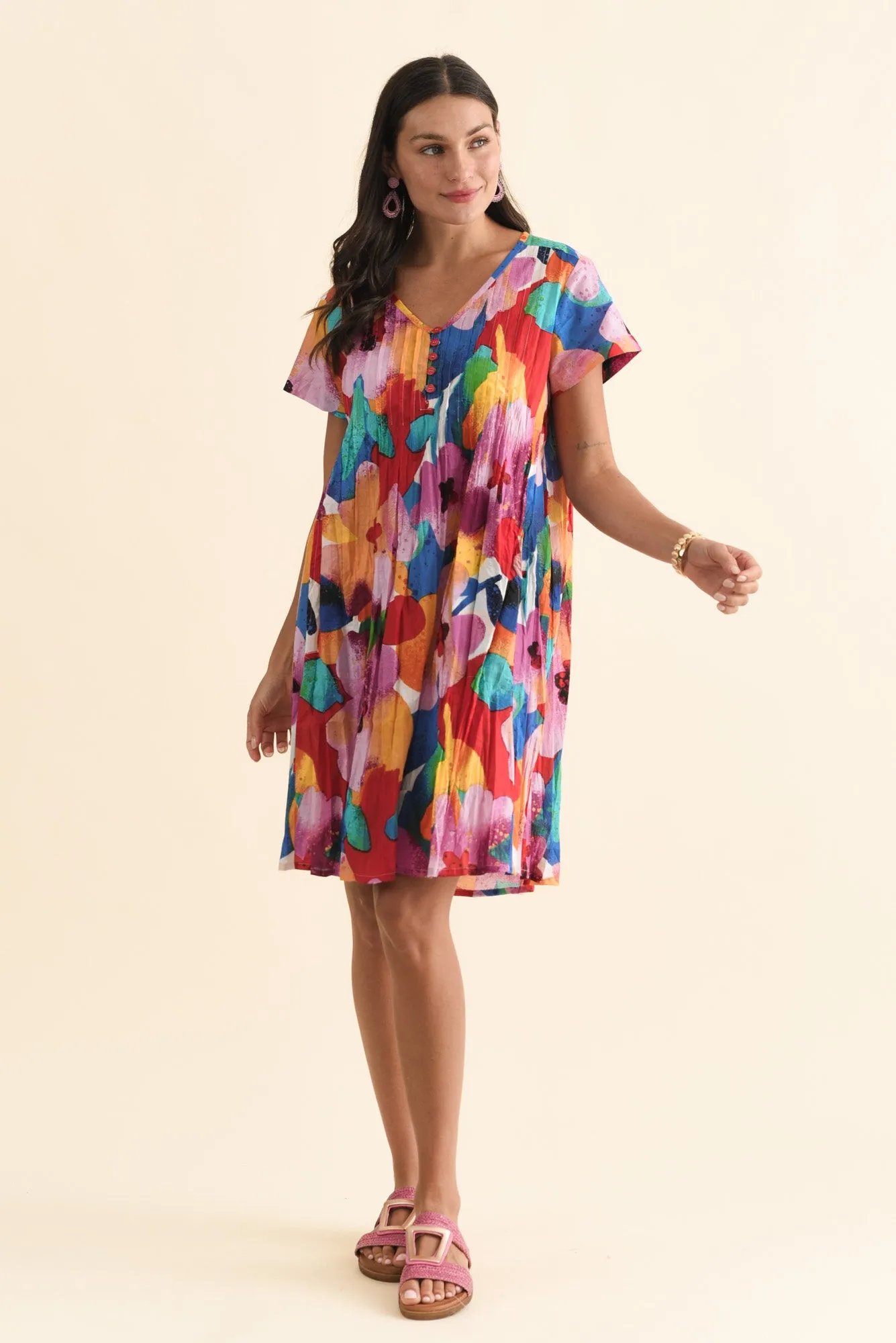 Sabina Pink Bloom Crinkle Cotton Dress sold by Blue Bungalow product image thumbnail 2