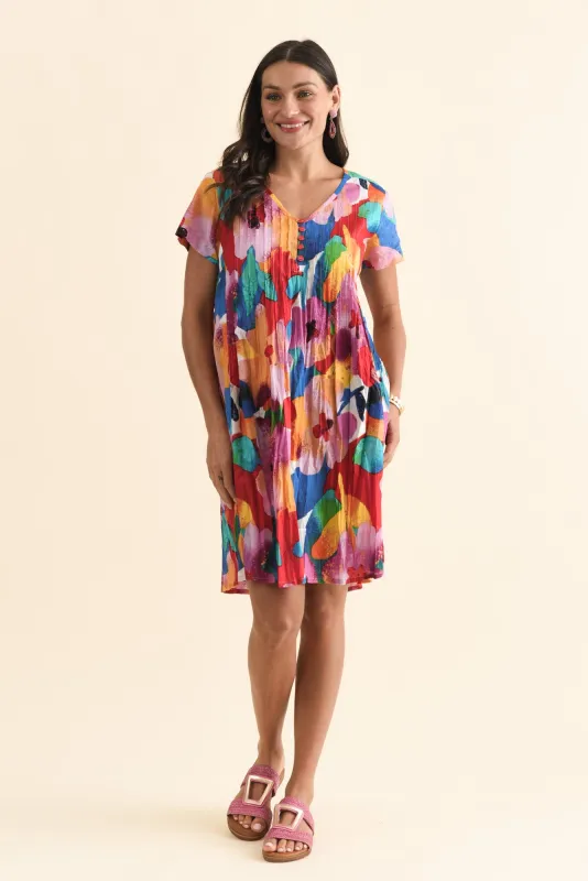 Sabina Pink Bloom Crinkle Cotton Dress sold by Blue Bungalow