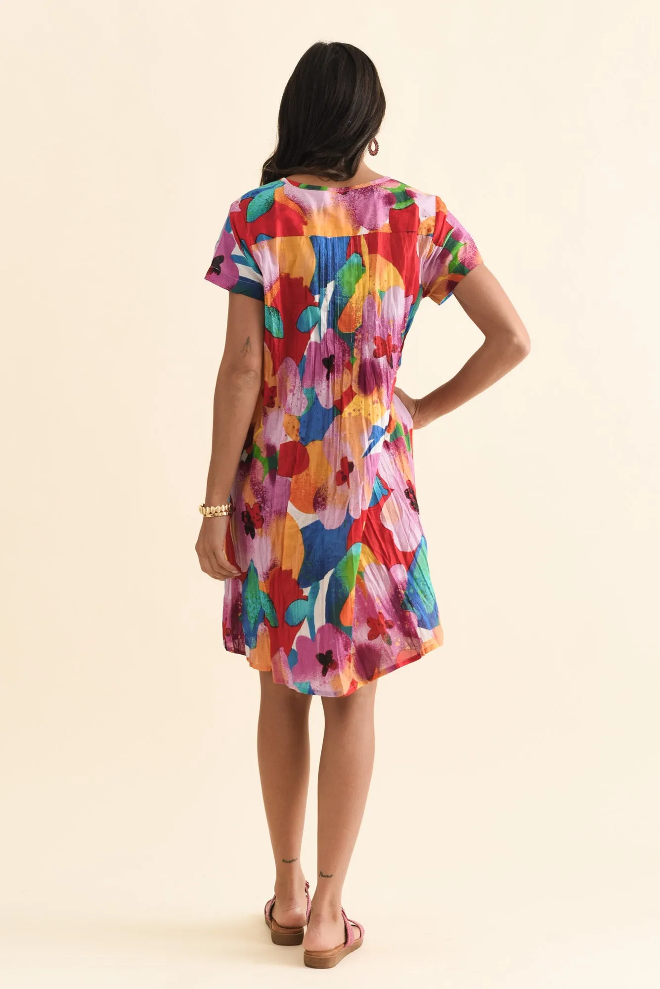 Sabina Pink Bloom Crinkle Cotton Dress sold by Blue Bungalow product image thumbnail 4