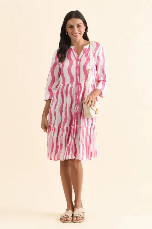Romy Pink Stripe Crinkle Cotton Dress sold by Blue Bungalow