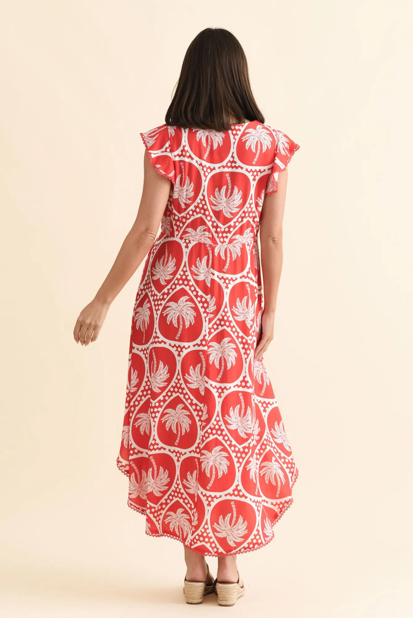 Libby Red Palm Midi Dress sold by Blue Bungalow product image thumbnail 4