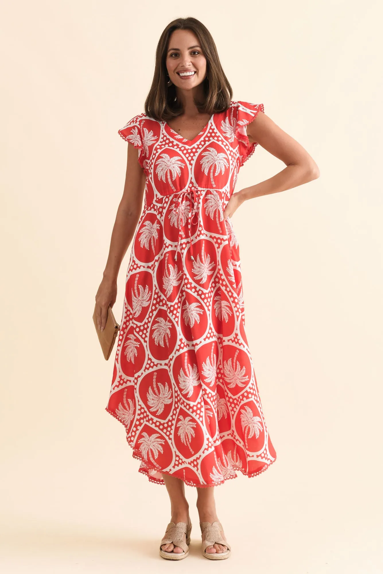 Libby Red Palm Midi Dress sold by Blue Bungalow product image thumbnail 2