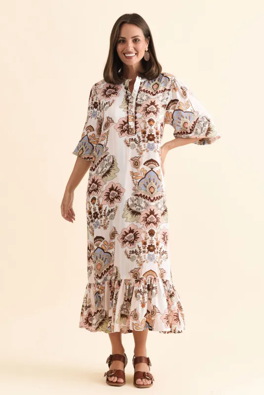 Delylah White Floral Tie Dress sold by Blue Bungalow