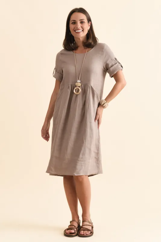 Nolita Mocha Linen Pocket Dress sold by Blue Bungalow