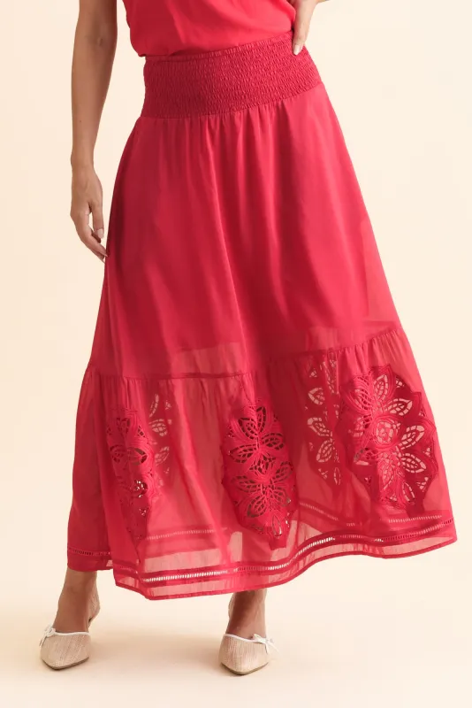 Cordelia Ruby Cotton Silk Skirt sold by Blue Bungalow