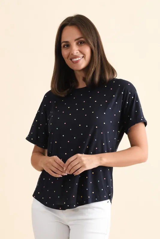 Festive Navy Spot Tee made by Elm Lifestyle