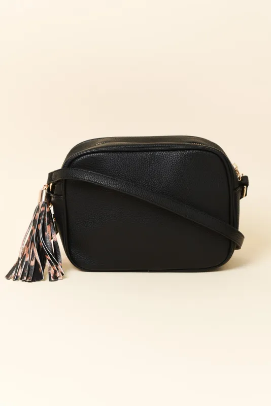 Katie Black Trim Crossbody Bag sold by Blue Bungalow
