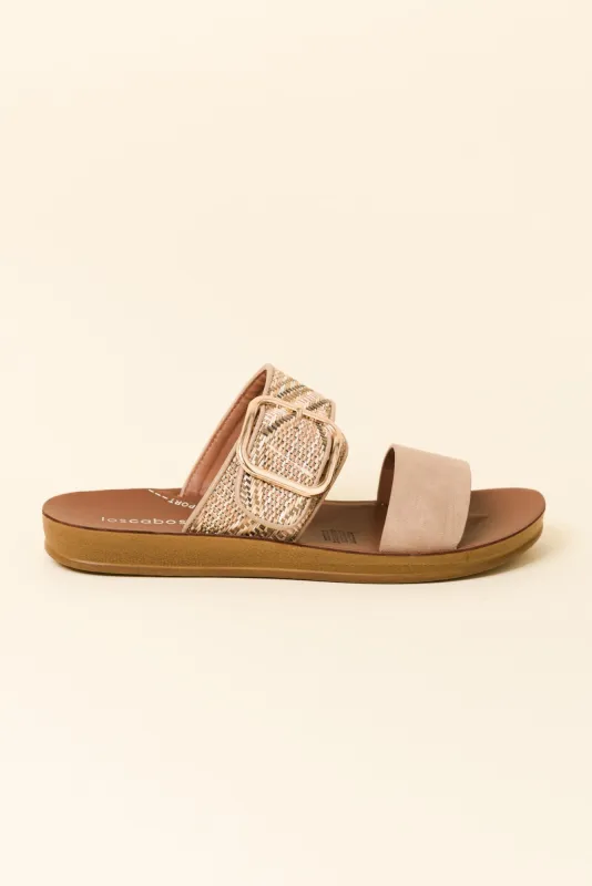 Doti Taupe Abstract Buckle Slide sold by Blue Bungalow