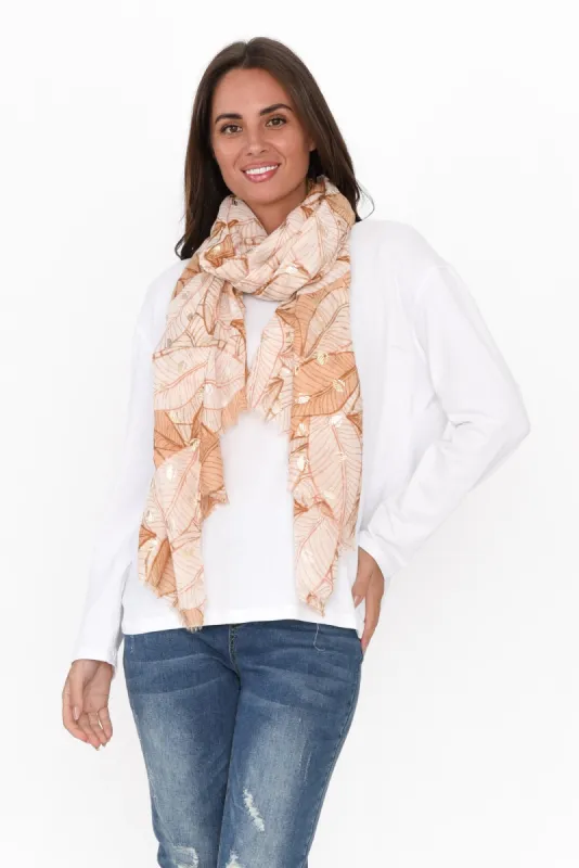 Sorronto Pink Leaf Scarf sold by Blue Bungalow