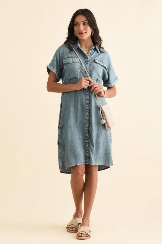 Arizona Blue Denim Pocket Dress sold by Blue Bungalow