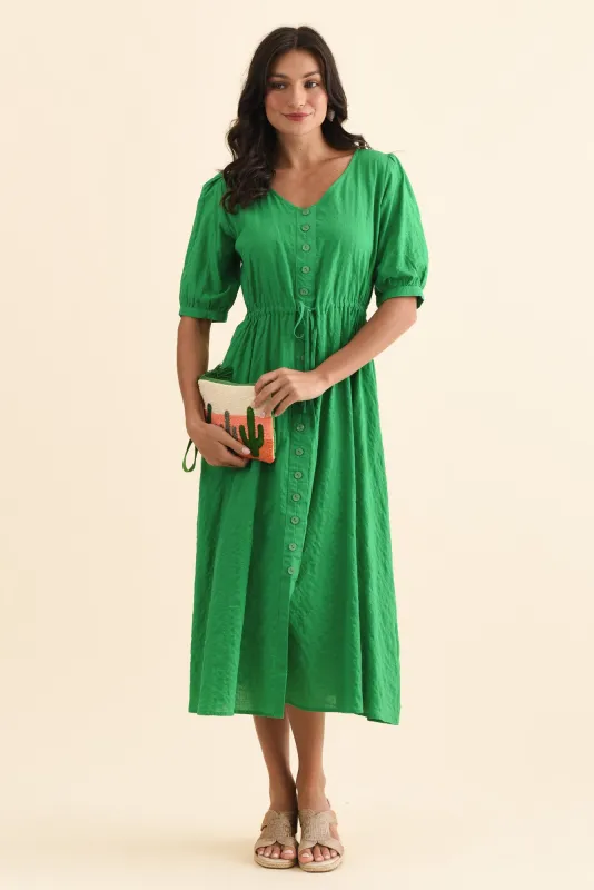 Weslyn Green Check Cotton Blend Dress sold by Blue Bungalow