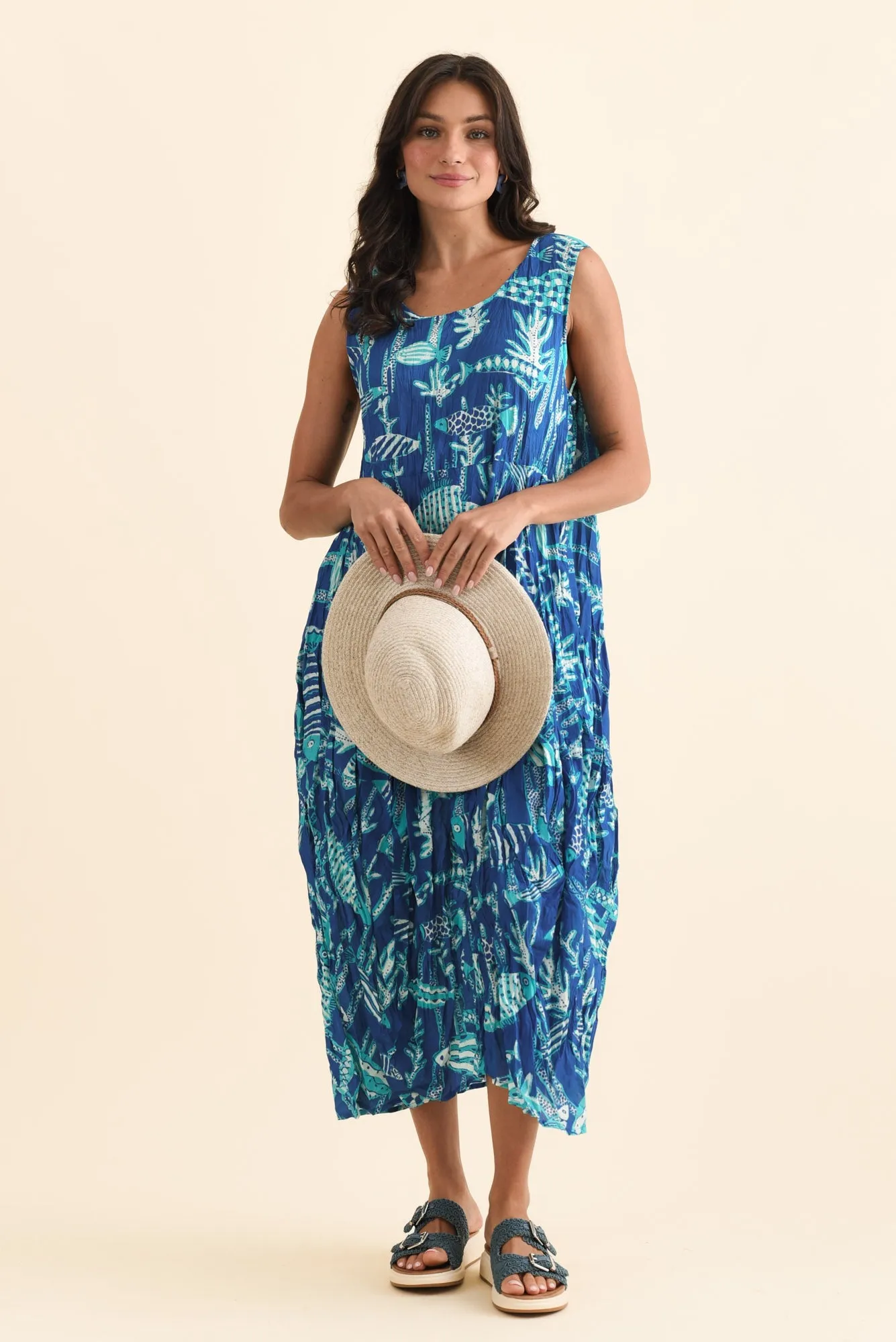 Mason Cobalt Sea Cotton Pocket Dress sold by Blue Bungalow