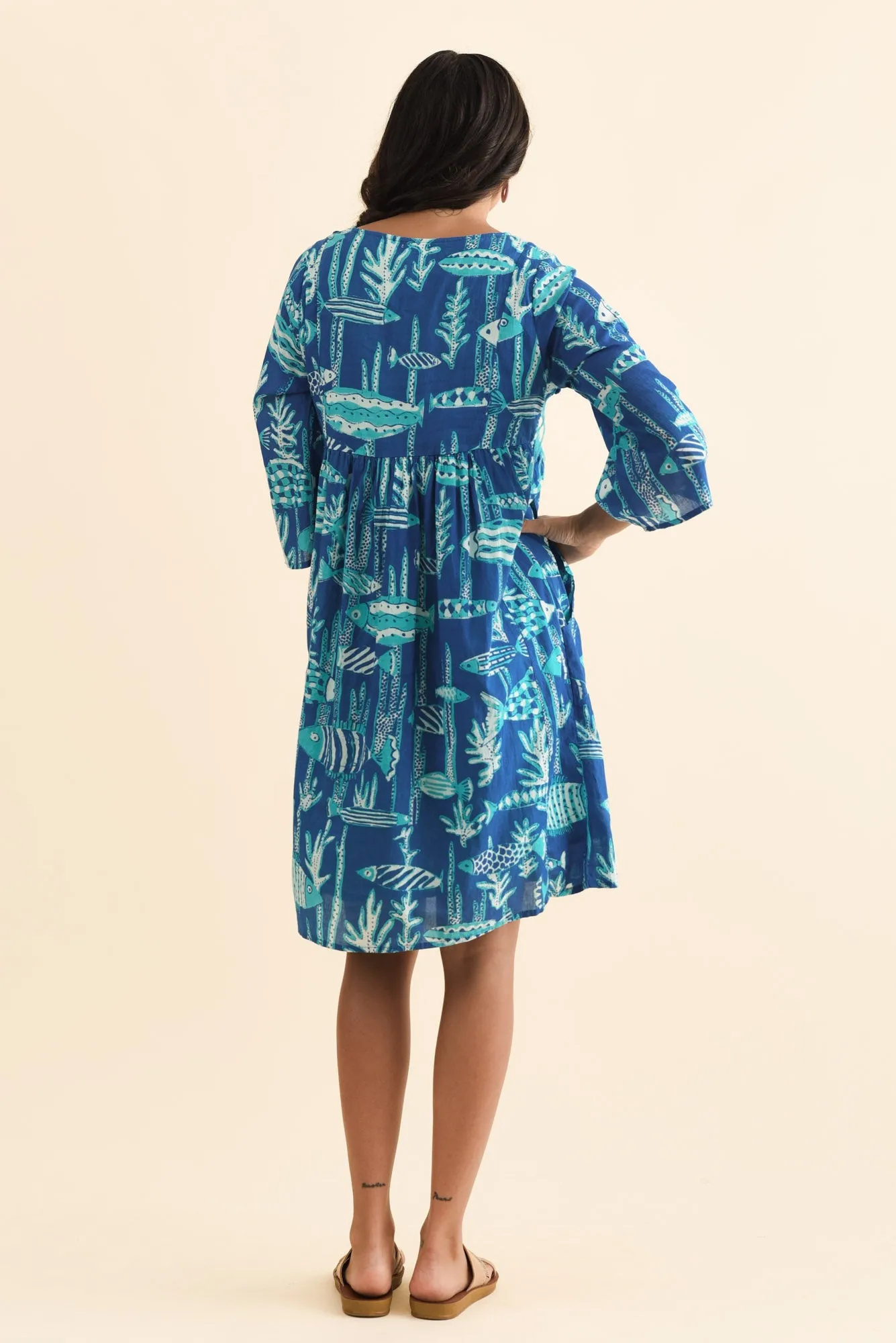 Ava Cobalt Sea Cotton Pocket Dress sold by Blue Bungalow product image thumbnail 4