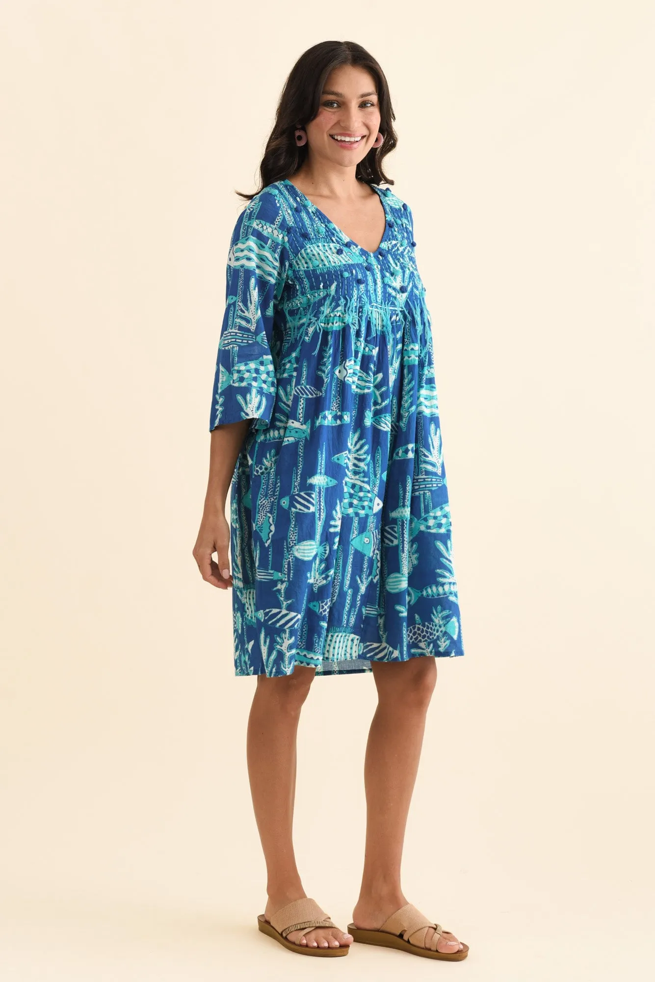 Ava Cobalt Sea Cotton Pocket Dress sold by Blue Bungalow product image thumbnail 3