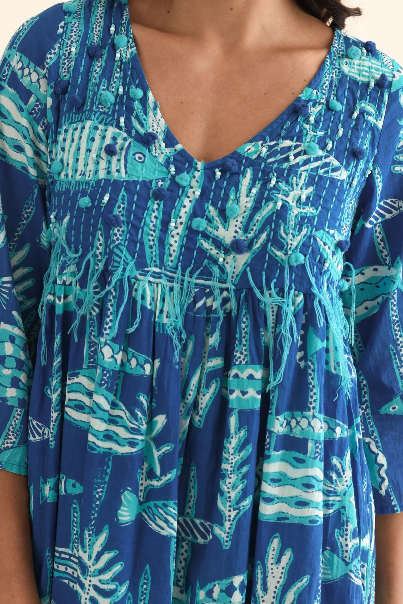 Ava Cobalt Sea Cotton Pocket Dress sold by Blue Bungalow product image thumbnail 5
