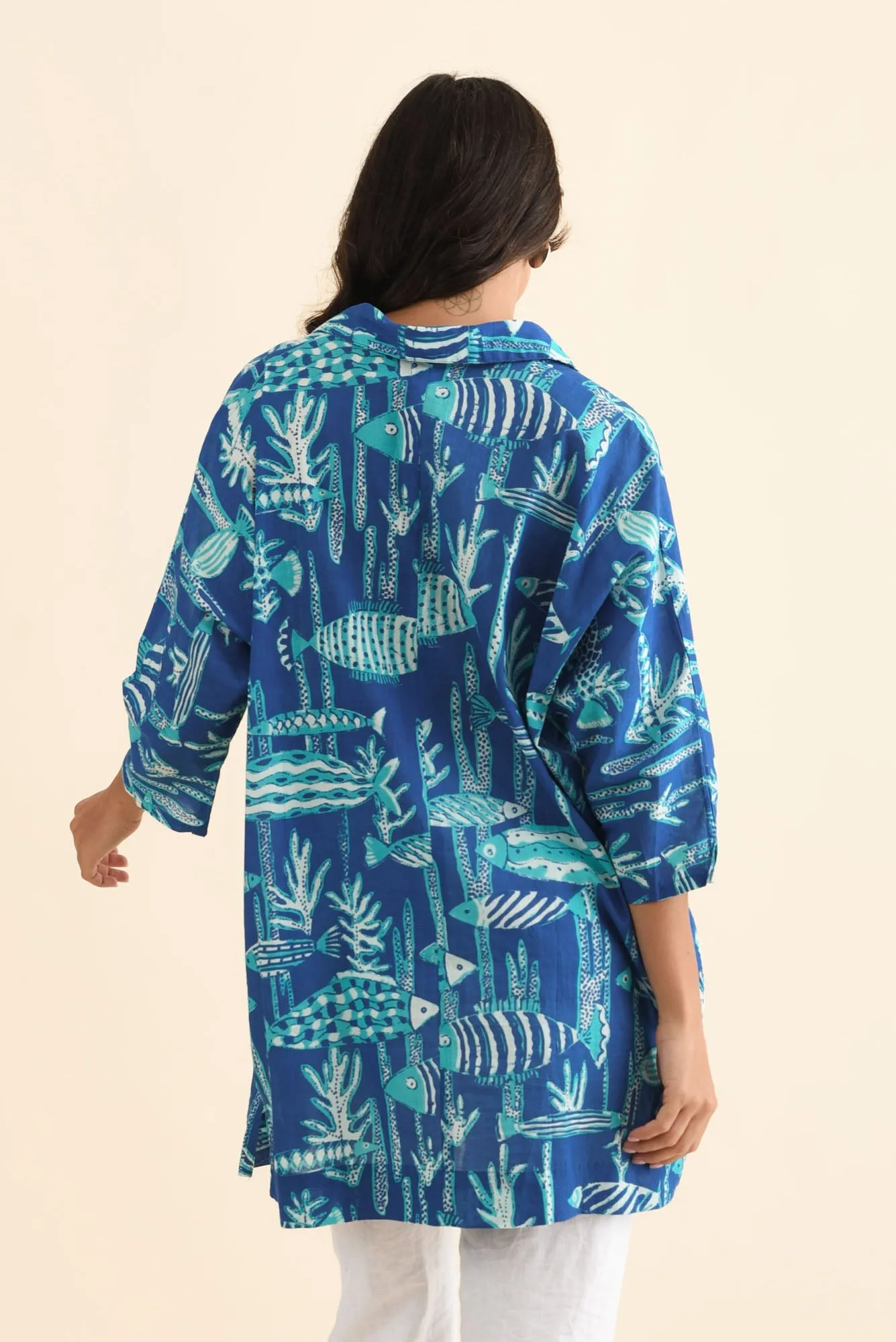 Carden Cobalt Sea Cotton Tunic sold by Blue Bungalow product image thumbnail 4