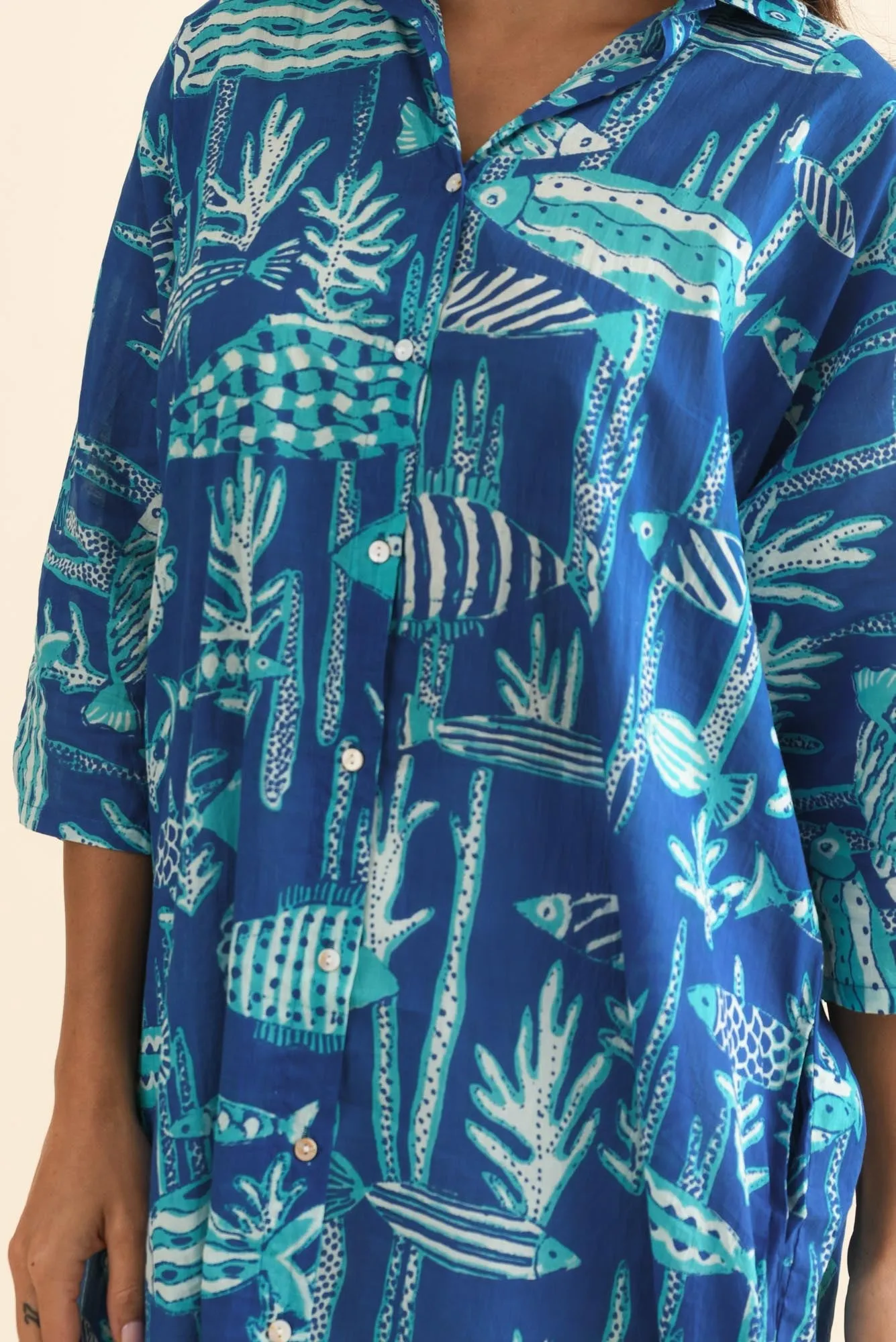 Carden Cobalt Sea Cotton Tunic sold by Blue Bungalow product image thumbnail 5