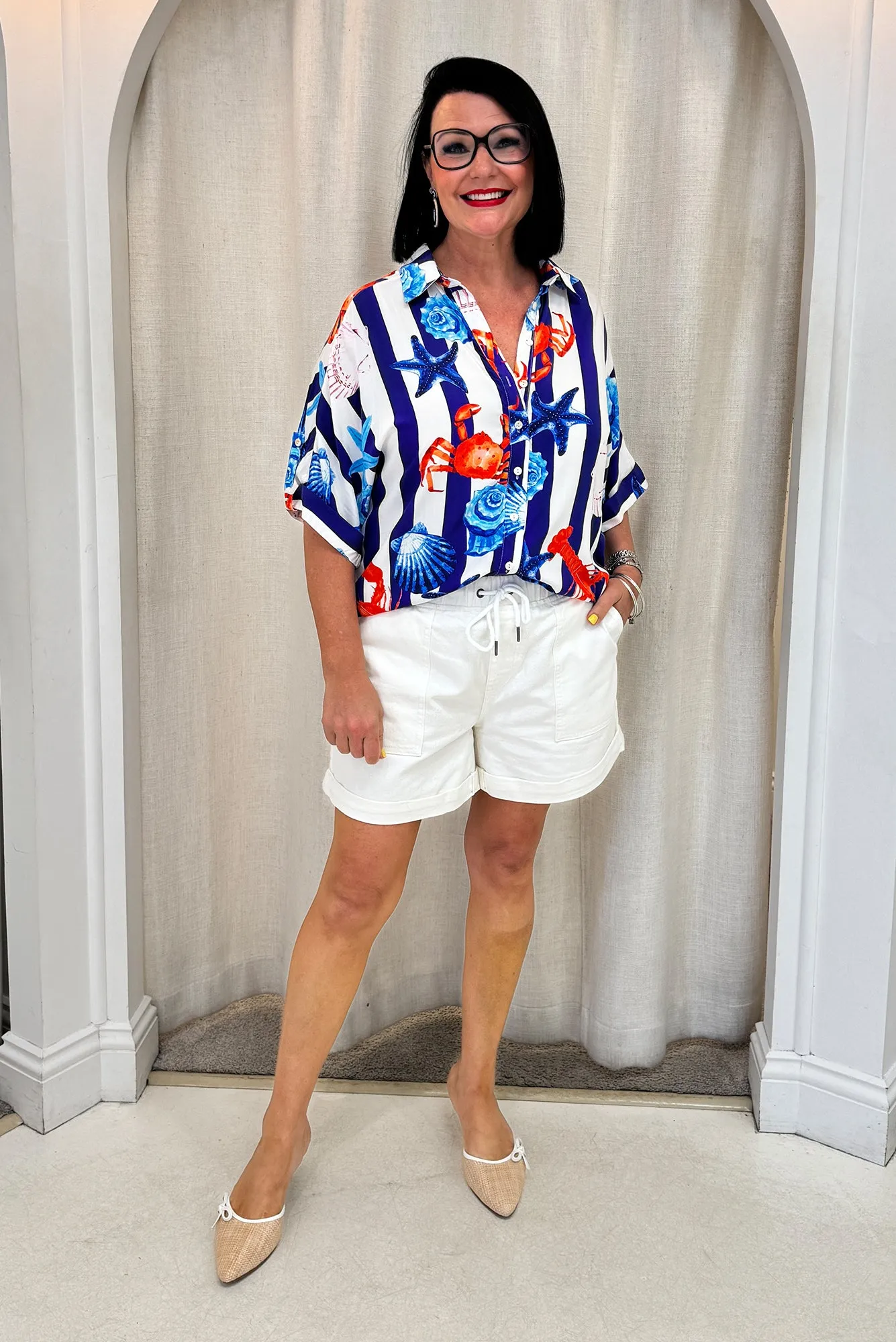 May Blue Beach Collared Shirt sold by Blue Bungalow