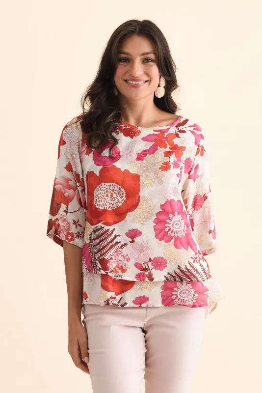 Liora Orange Garden Layered Top sold by Blue Bungalow