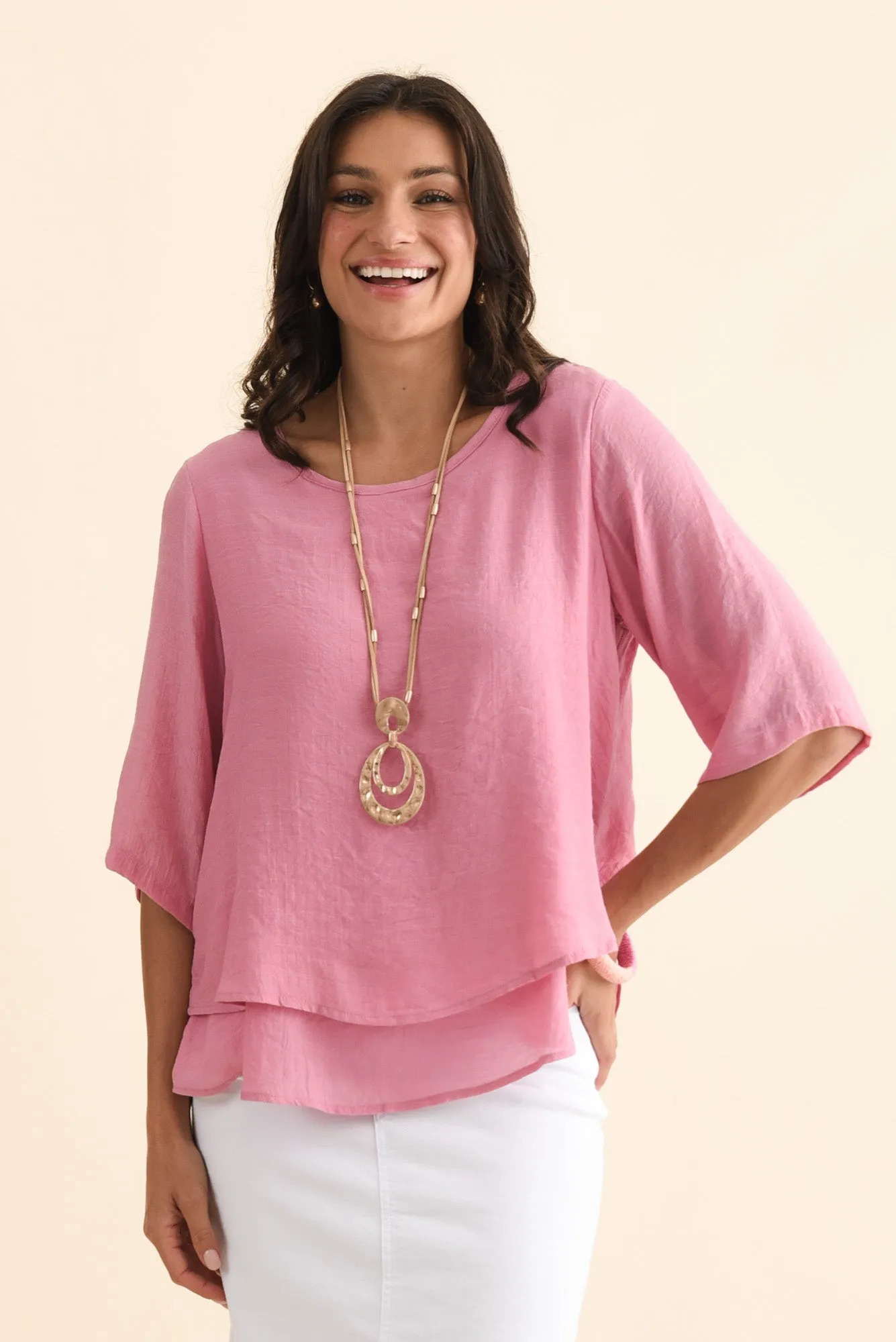 Liora Candy Pink Layered Top sold by Blue Bungalow