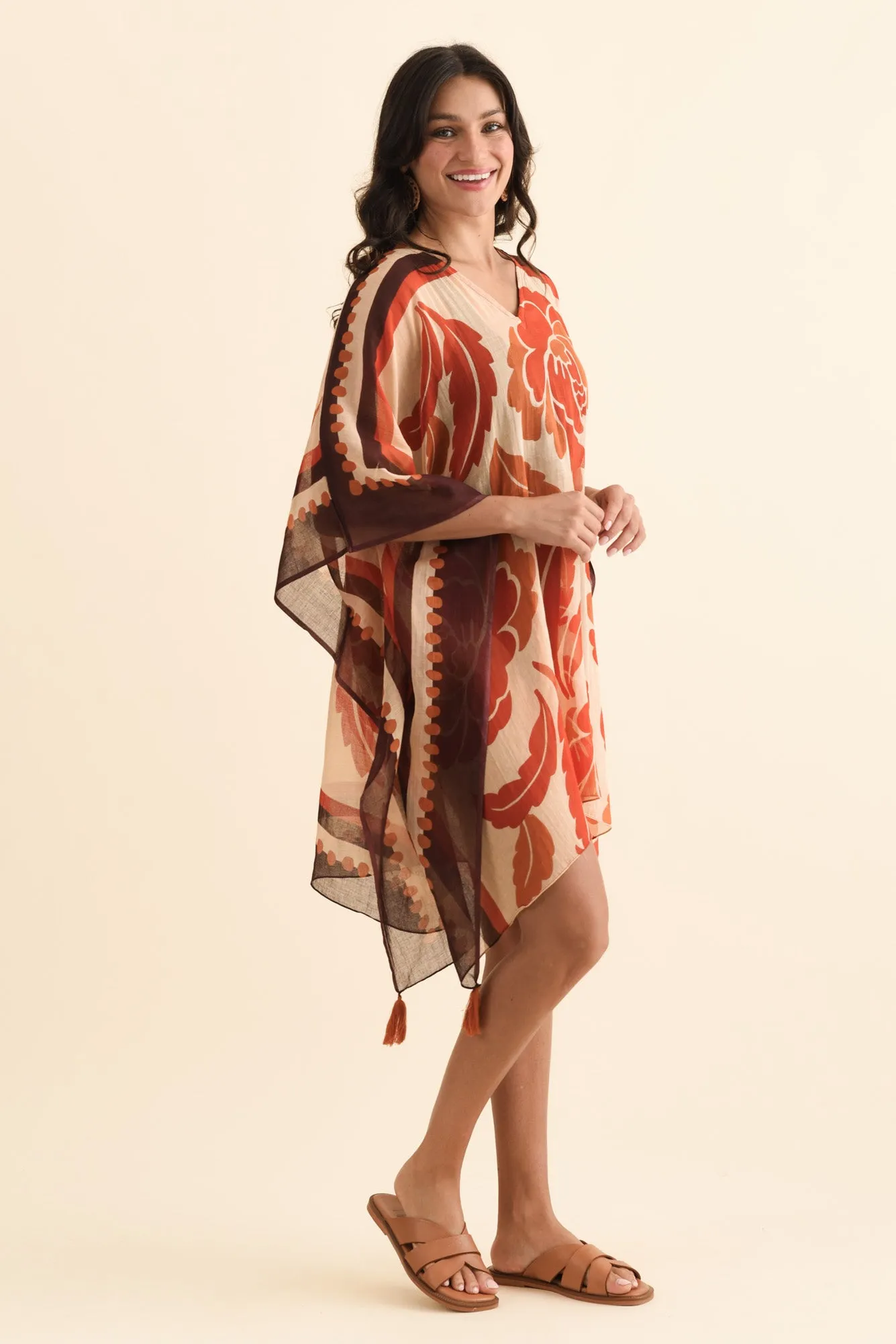 Stella Rust Leaf Cotton Kaftan sold by Blue Bungalow product image thumbnail 3