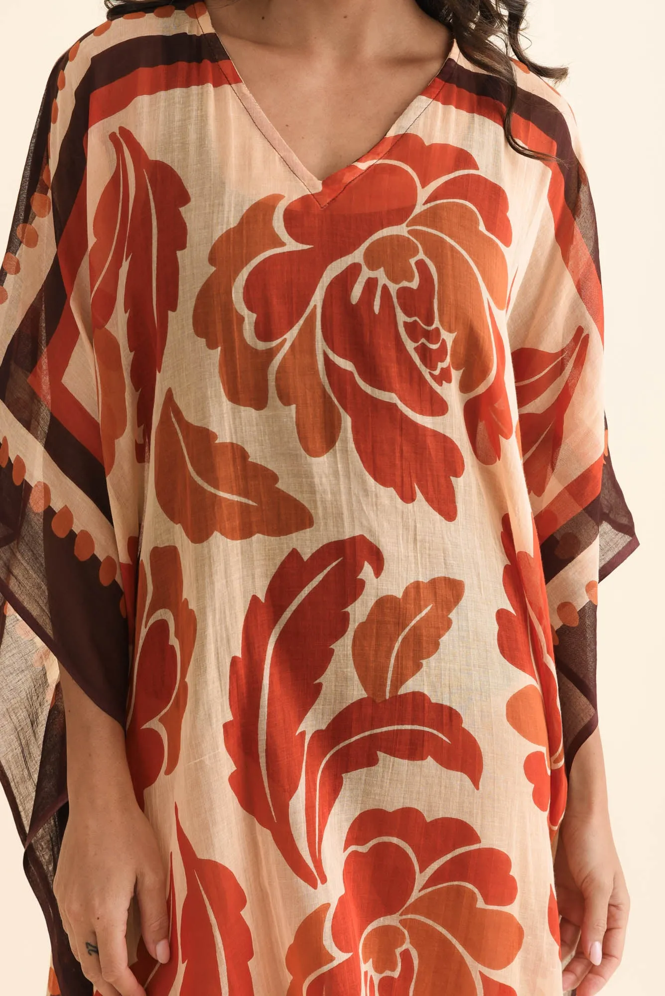 Stella Rust Leaf Cotton Kaftan sold by Blue Bungalow product image thumbnail 5