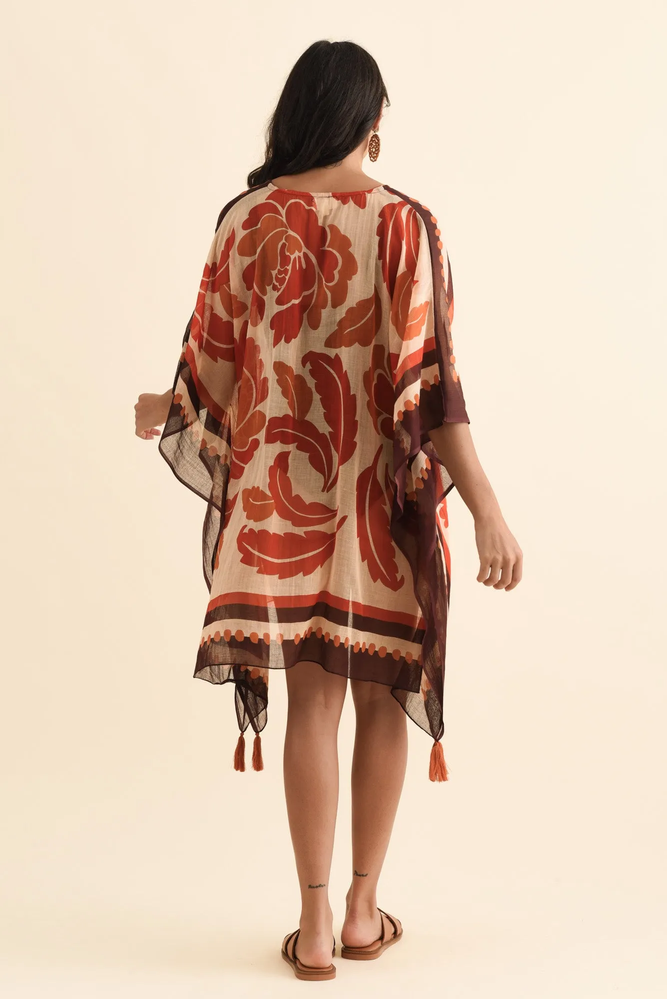 Stella Rust Leaf Cotton Kaftan sold by Blue Bungalow product image thumbnail 4