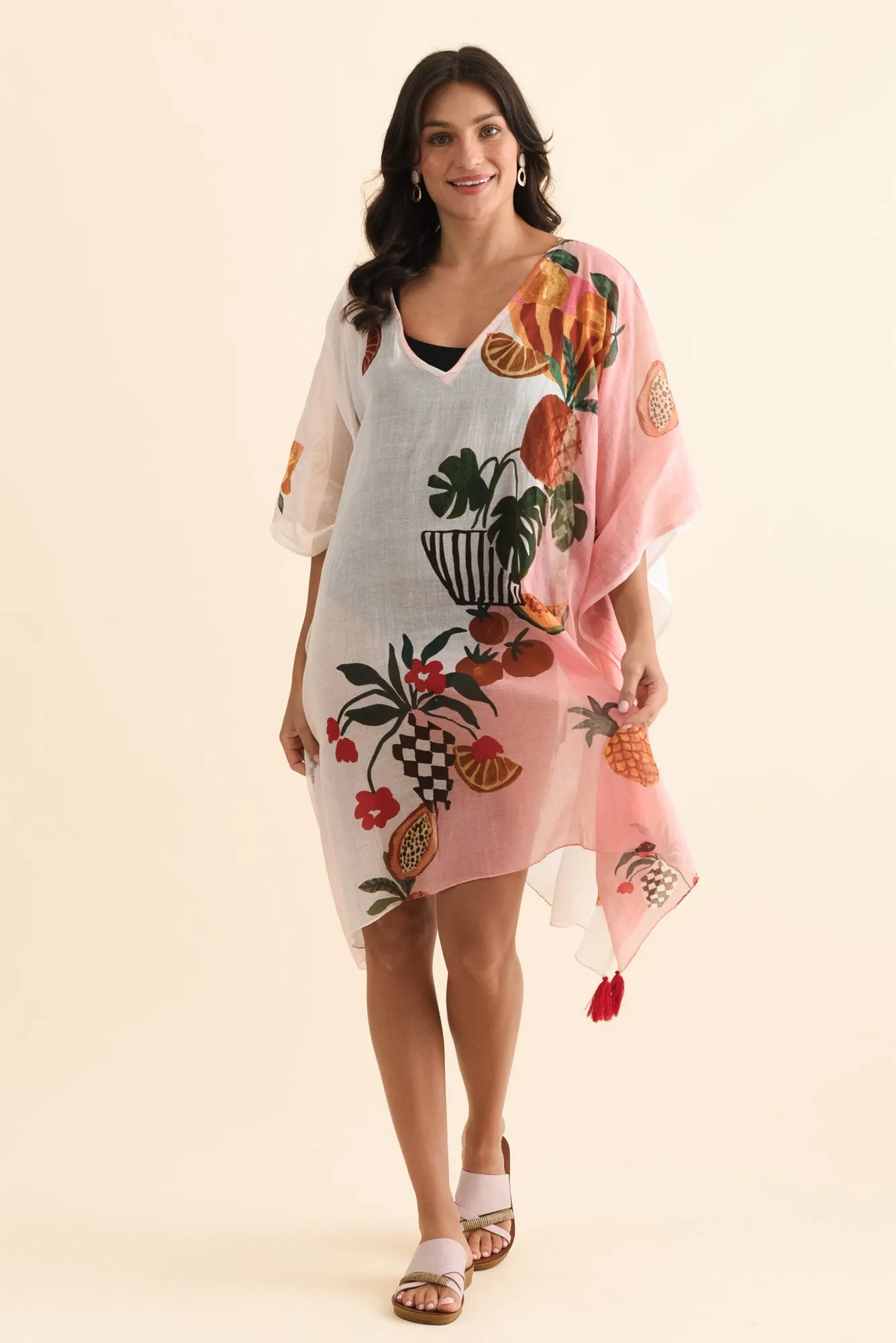 Stella Pink Fruity Cotton Kaftan sold by Blue Bungalow product image thumbnail 2