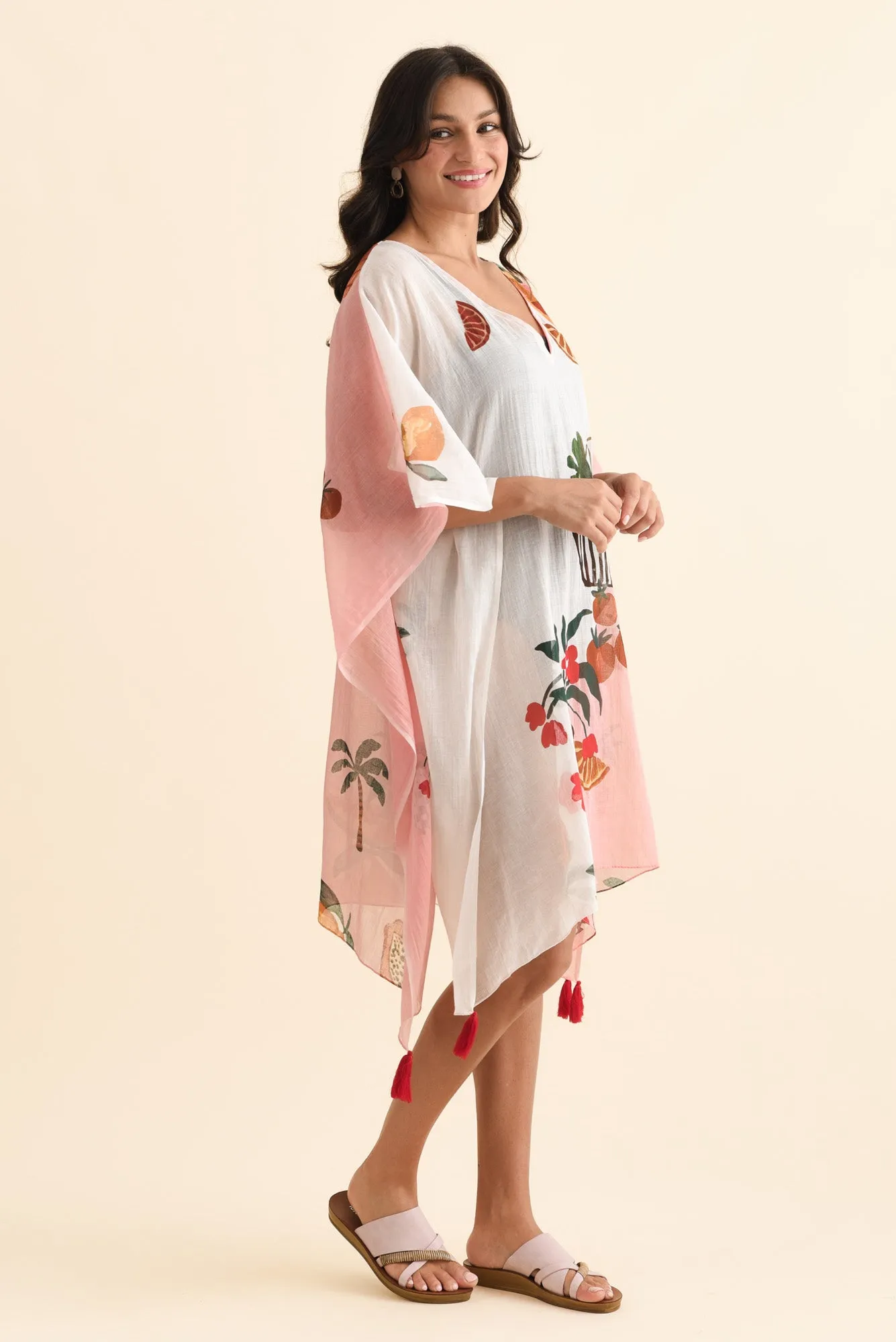 Stella Pink Fruity Cotton Kaftan sold by Blue Bungalow product image thumbnail 3