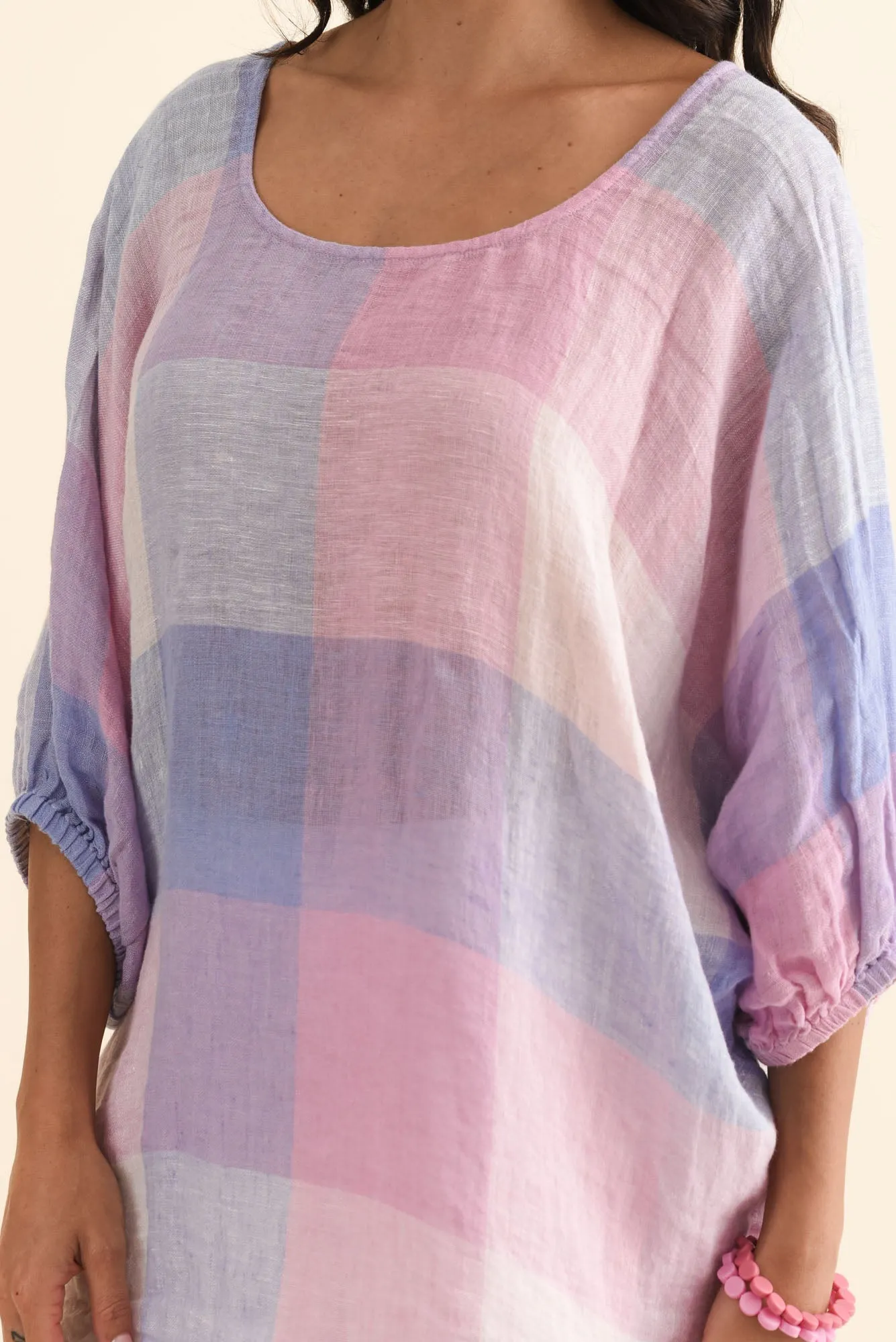 Nassau Pink Check Linen Top sold by Blue Bungalow product image thumbnail 5