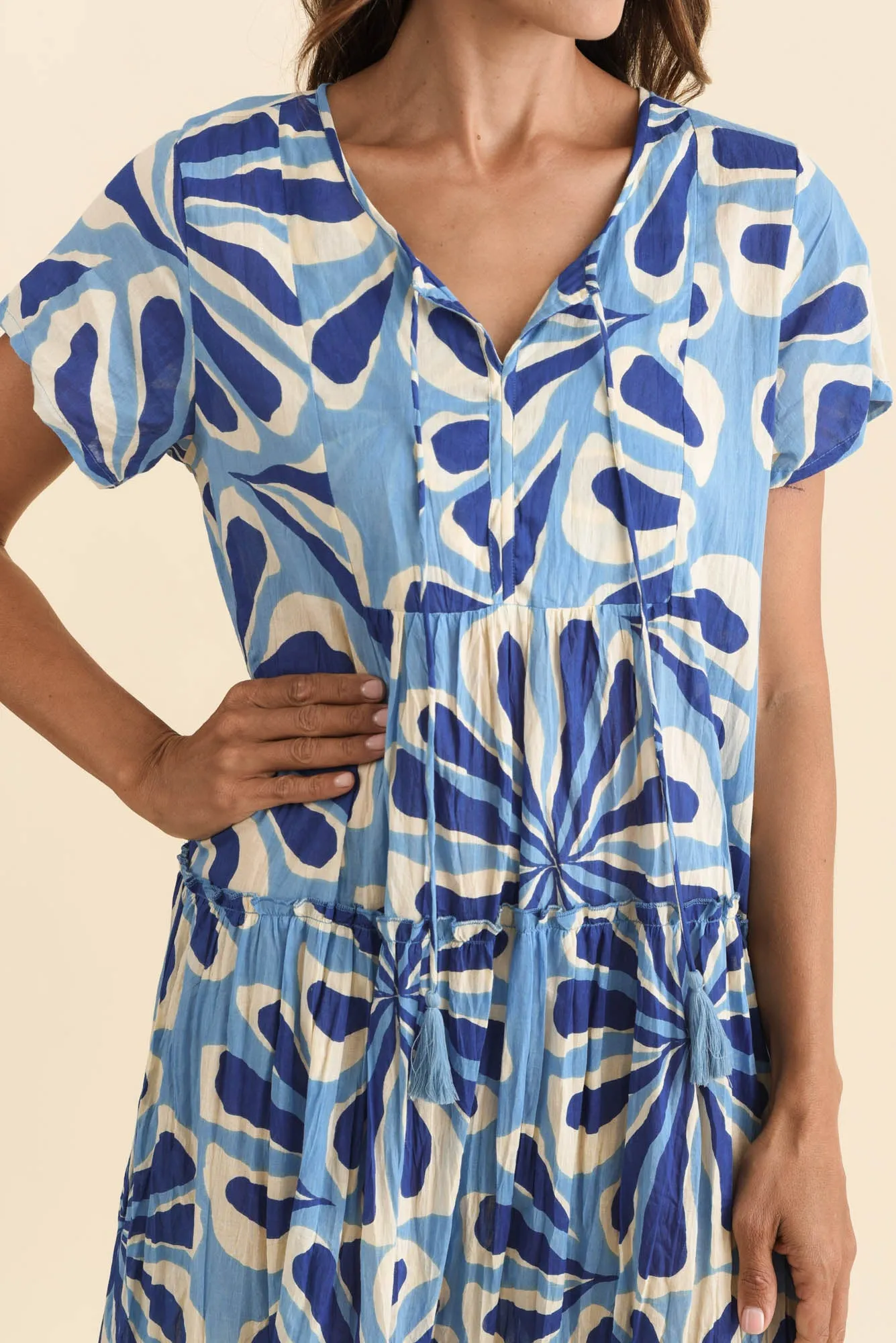 Nona Blue Daisy Crinkle Cotton Maxi Dress sold by Blue Bungalow product image thumbnail 5