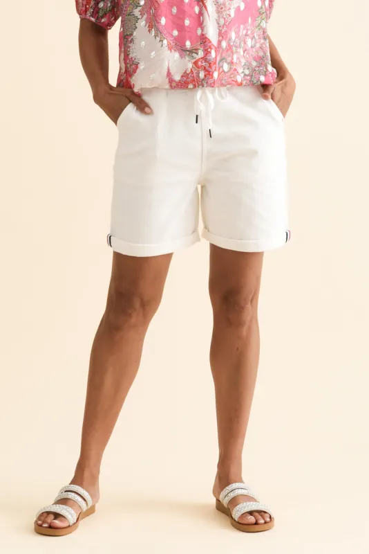 Hugo White Denim Drawstring Shorts sold by Blue Bungalow