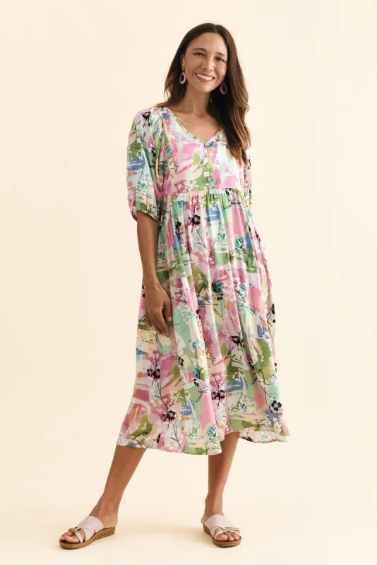Nolte Pink Floral Pocket Midi Dress sold by Blue Bungalow