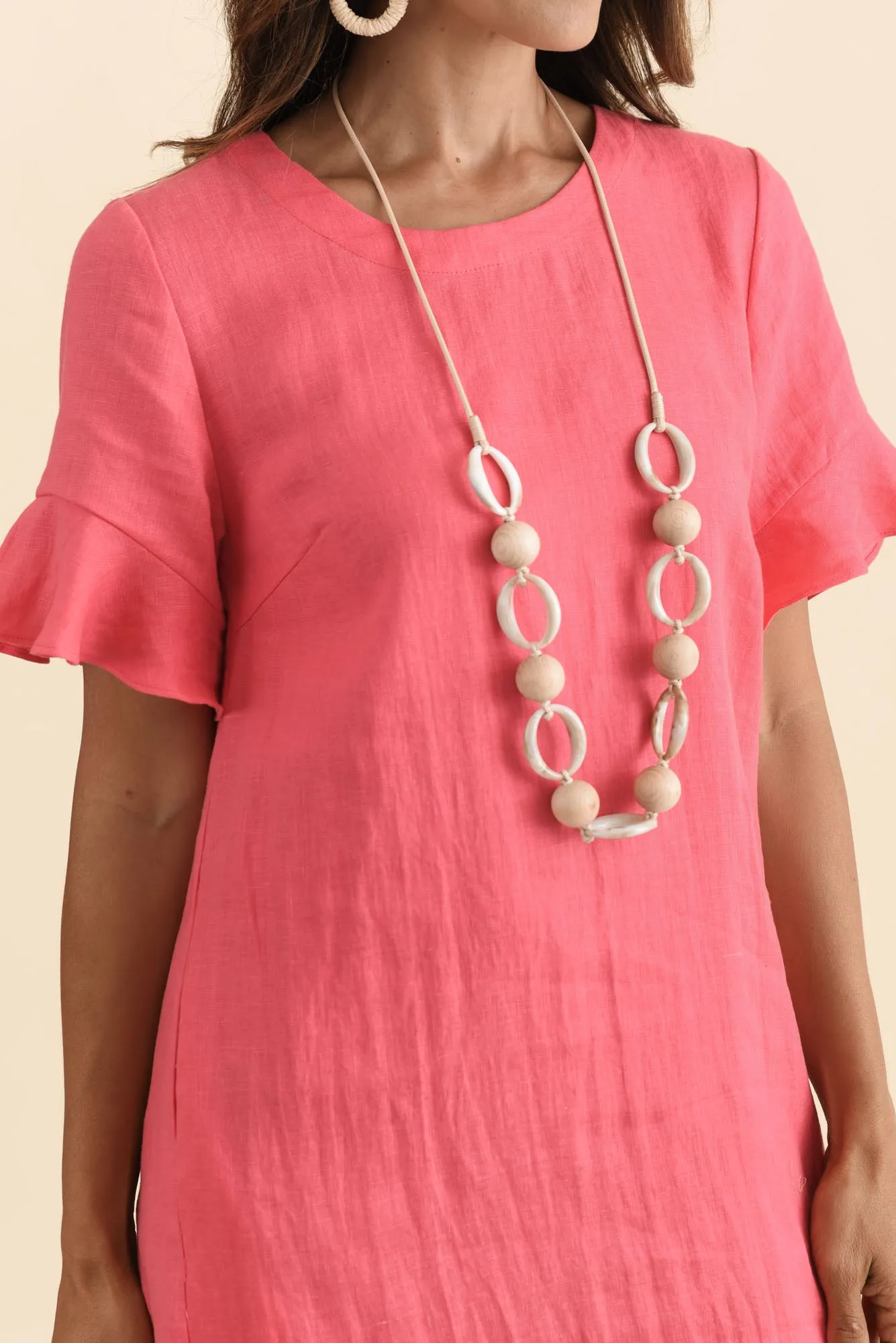 Lesley Melon Linen Flutter Sleeve Dress sold by Blue Bungalow product image thumbnail 5