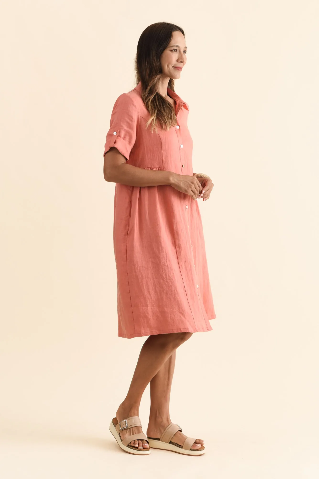 Katy Orange Linen Pocket Dress sold by Blue Bungalow product image thumbnail 3