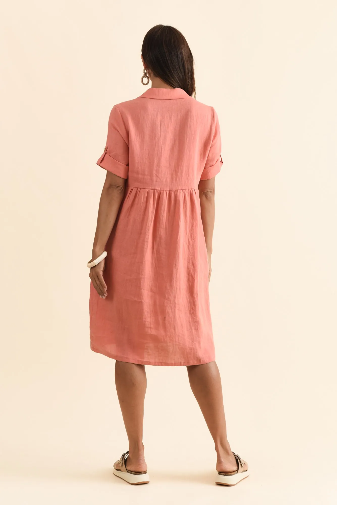 Katy Orange Linen Pocket Dress sold by Blue Bungalow product image thumbnail 4