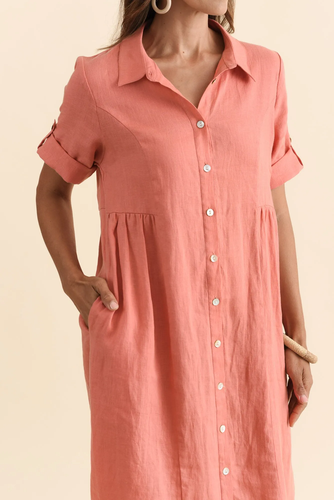 Katy Orange Linen Pocket Dress sold by Blue Bungalow product image thumbnail 5