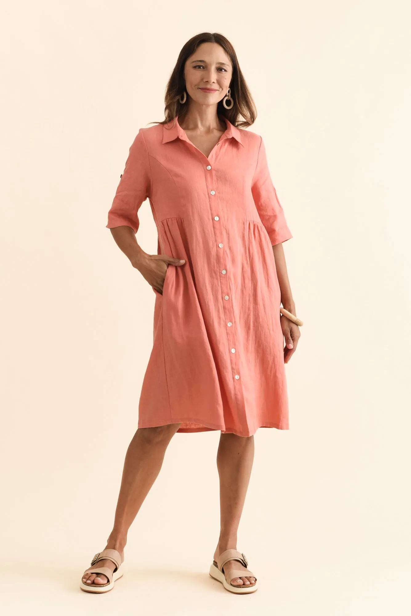 Katy Orange Linen Pocket Dress sold by Blue Bungalow product image thumbnail 2
