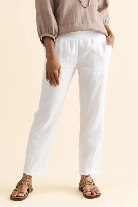 Hudson White Linen Pocket Pants sold by Blue Bungalow