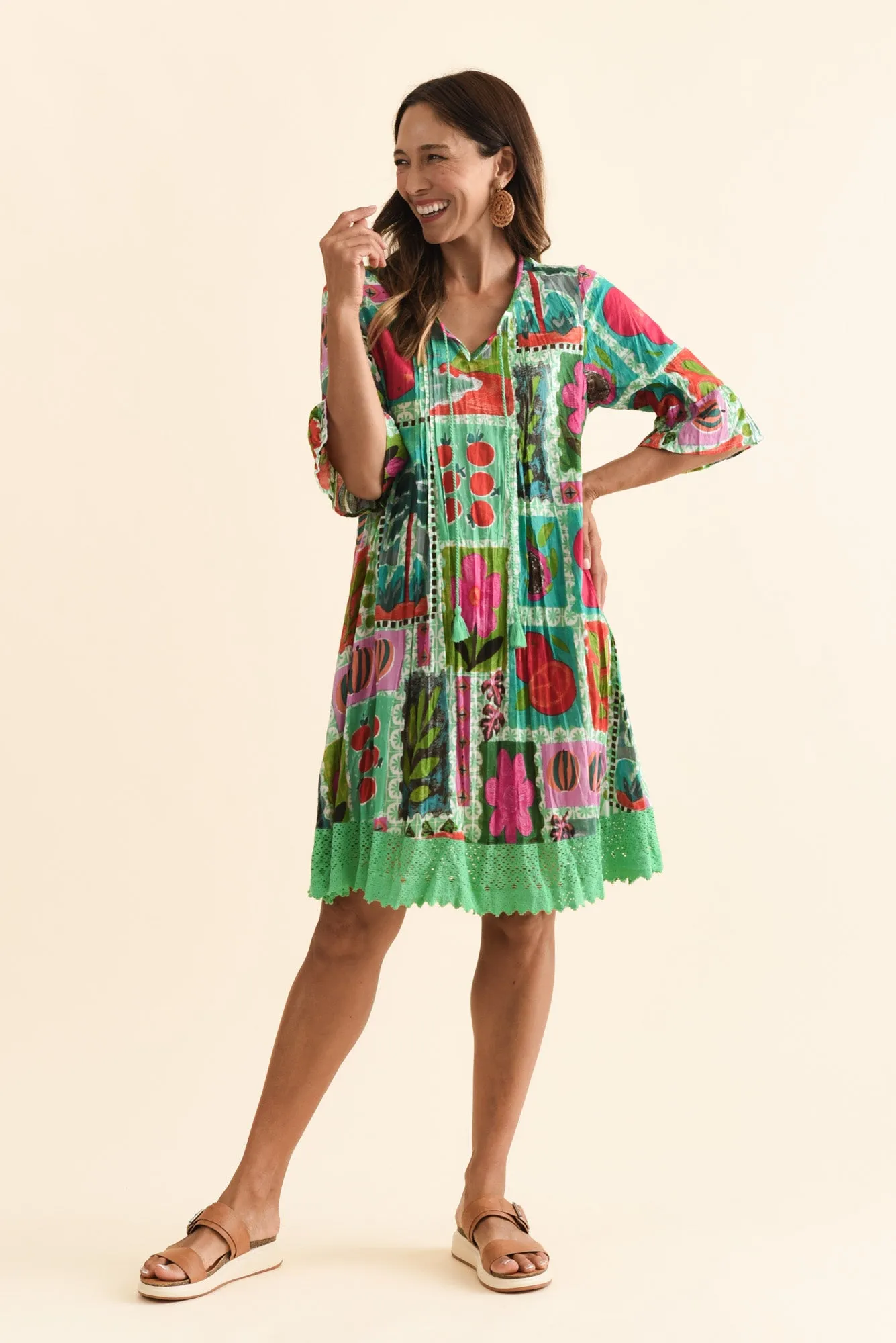 Cayman Green Tile Cotton Tunic Dress sold by Blue Bungalow product image thumbnail 2