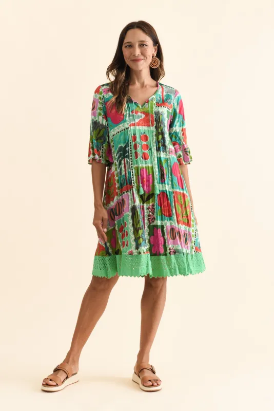 Cayman Green Tile Cotton Tunic Dress sold by Blue Bungalow