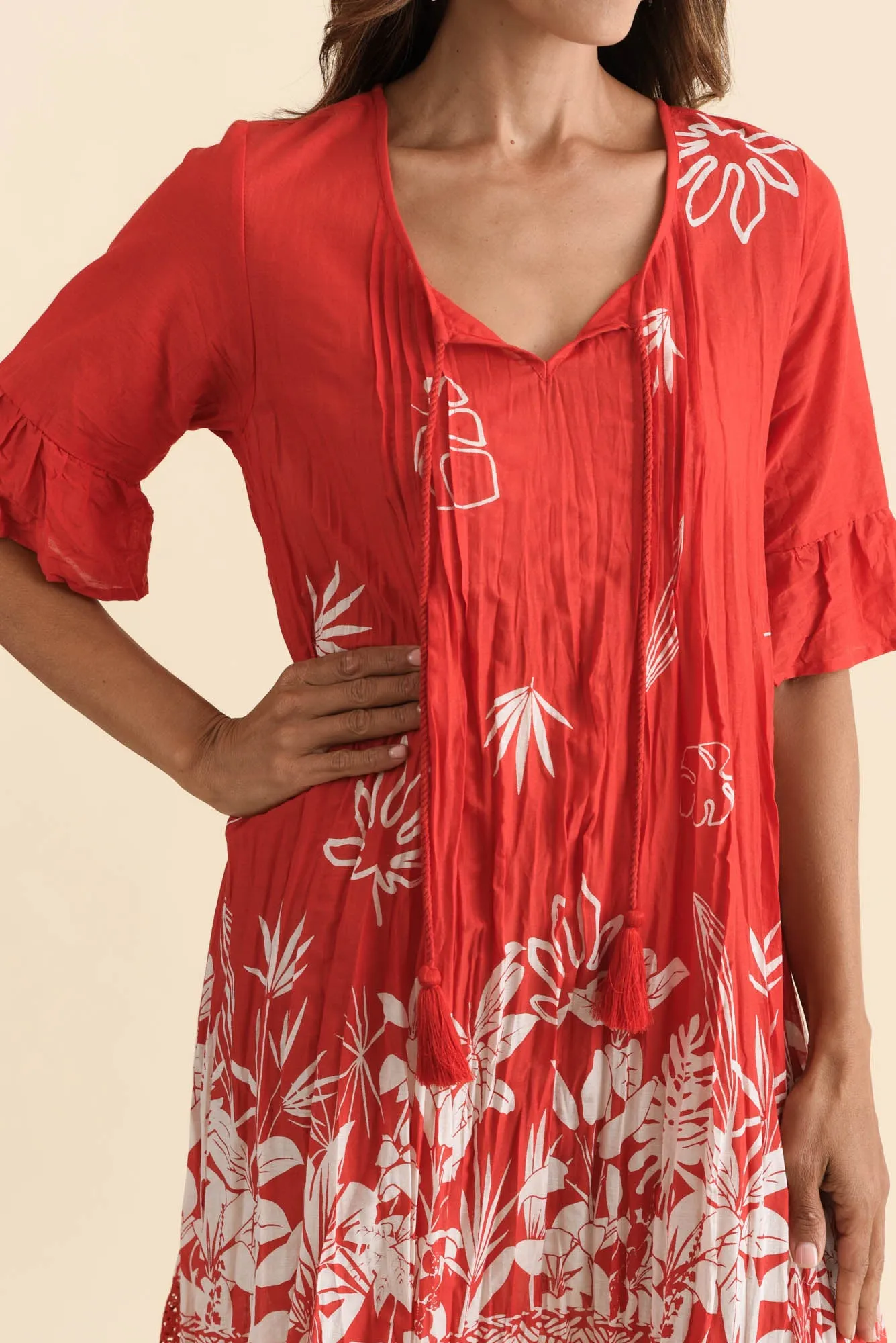 Cayman Red Botanical Cotton Tunic Dress sold by Blue Bungalow product image thumbnail 5