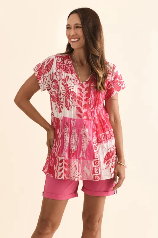 Fia Red Sea Crinkle Cotton Top sold by Blue Bungalow