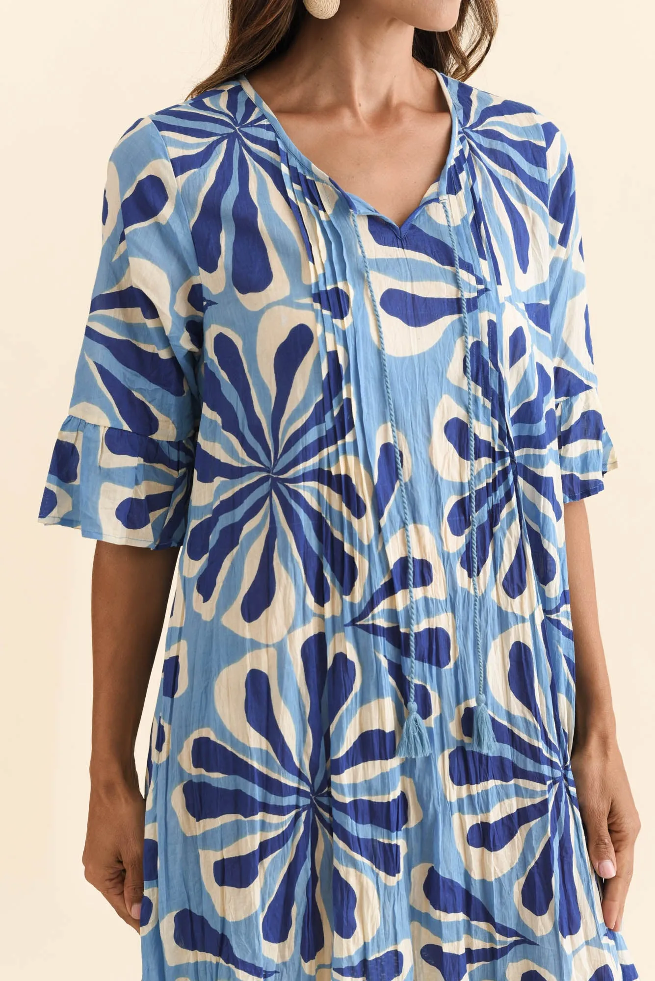 Cayman Blue Daisy Cotton Tunic Dress sold by Blue Bungalow product image thumbnail 5